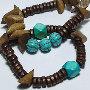 Wooden beaded bracelets  Natural wood bracelets Wooden Boho bracelets wooden beads bracelets