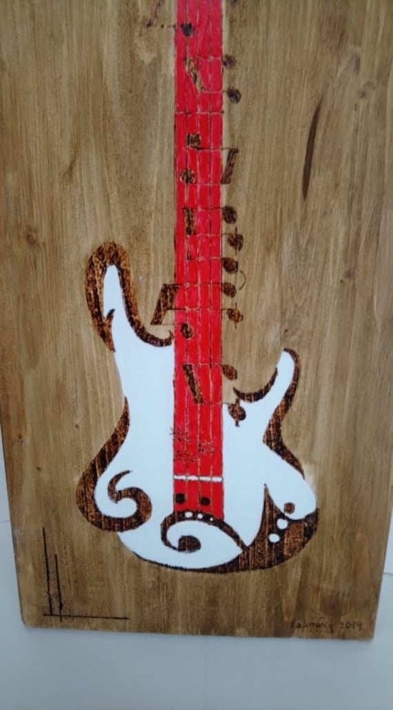 Plaque En Bois Personnalisée - Pyrographie "Jouer La Musique" - Idée Cadeau Unique
