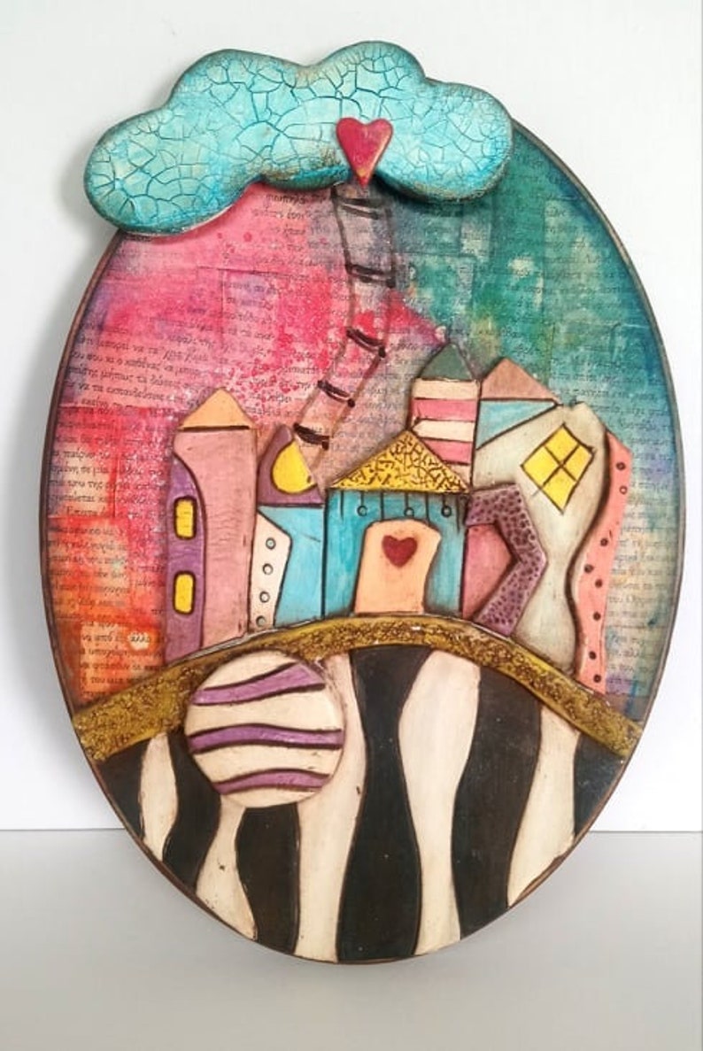 Clay mixed media wall decor  Ceramic Wall decor Ceramic wall image 0