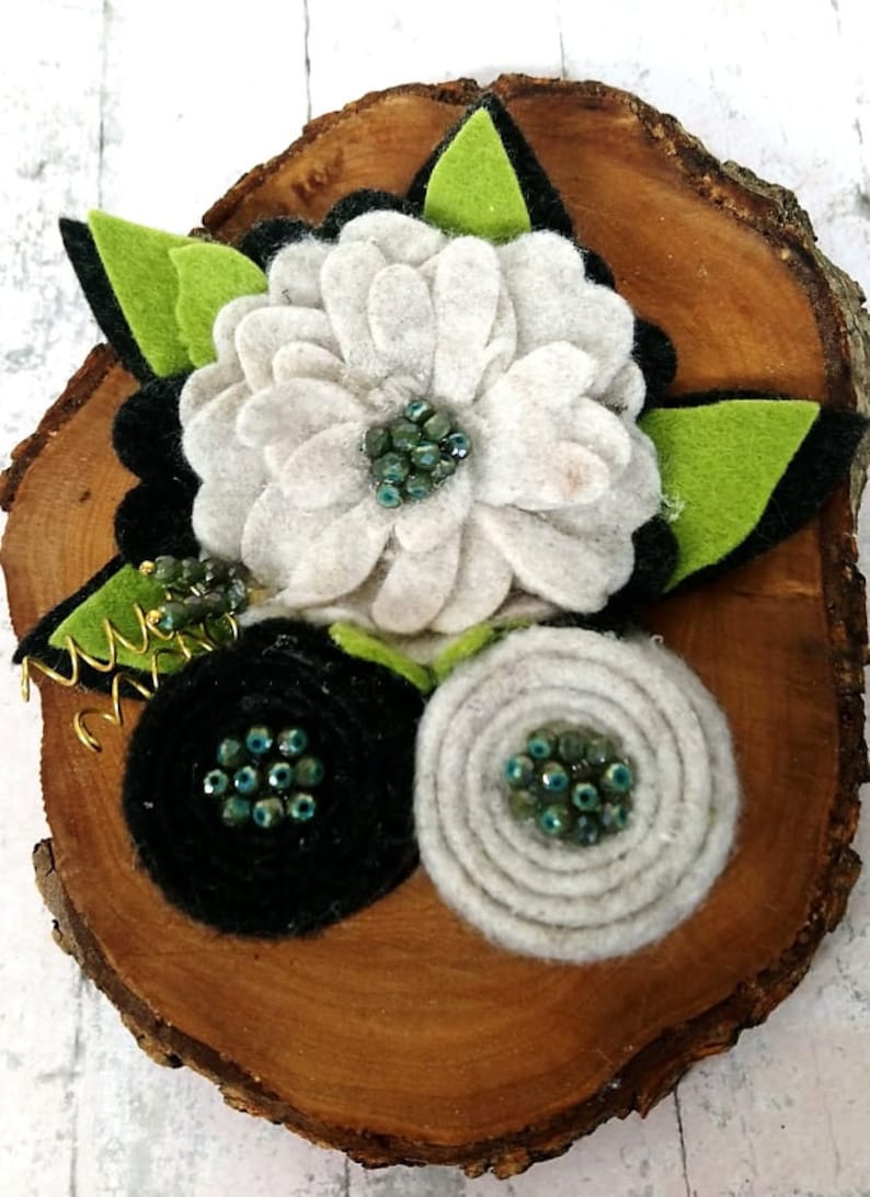 Felt Flower Brooch Flower Brooch Felt Jewelry image 1