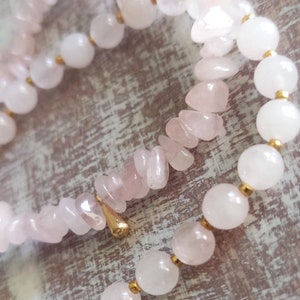 Natural pink quartz bracelets Natural stone beaded bracelets Pink quartz bracelets Women bracelets