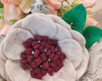 Felt Brooch   Handcrafted Flower Felt Brooch