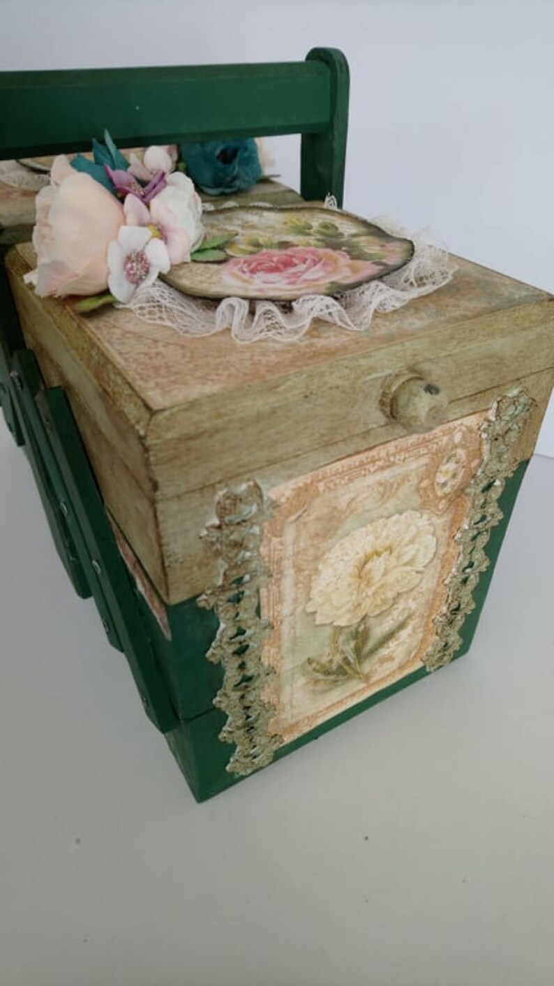 Wooden Sewing Box Accordion Sewing Box Craft Organizer Etsy