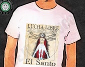 Lucha Libre - El Santo T-shirt Vitruvian Man Comics Superhero Tee