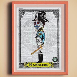 Calavera &quot;Napoleon&quot; Day of the Dead Book Page Art Print