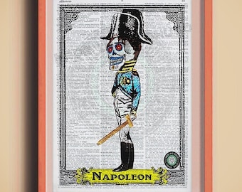 Calavera "Napoleon" Day of the Dead Book Page Art Print