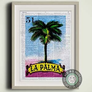 Loteria "#51 La Palma" (The Palm Tree) Loteria Art Print Dictionary Page Wall Art