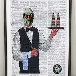 Lucha Libre "Dos Cartas" Dictionary Page Print Wall Art Apartment Office Restaurant Decor