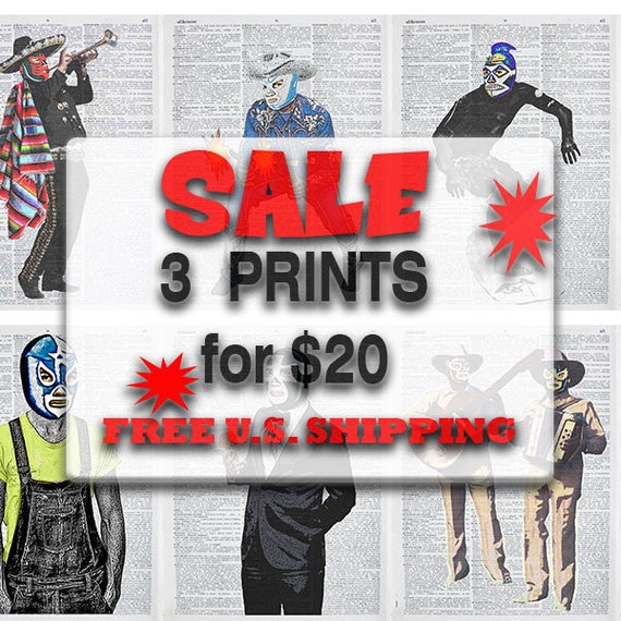 Sale Buy 3 Prints for 20 Dollars Free U.S. Shipping Upcycled