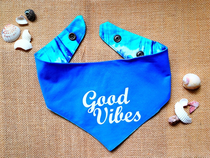Reversible Bandana Good Vibes Tie Dye Dog Bandana Dog Bandana