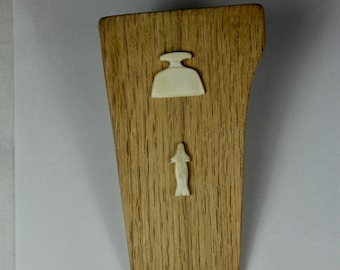 Miniature, réplique, ulu, figure de phoque, table de travail, Inuit