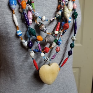 Paperful Beadful Vintageitis Vintageful Colorous Beadjewelry Chunki Longe Necklace-Argentato per lei Bohoe Gifte-Per gioielli (pacchetto)