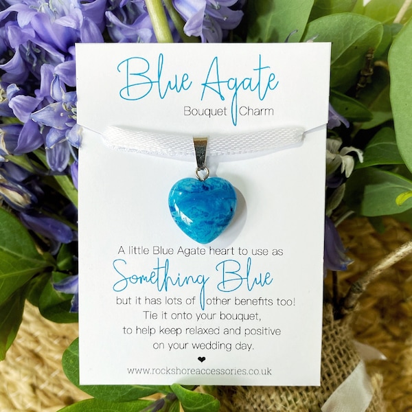 Blue Agate Something New Charm for Wedding Bouquet Gift Bride Rose Quartz Sodalite Aventurine Chakra Healing stone