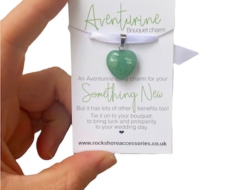 Aventurine Something New Charm for Wedding Bouquet Gift Bride Rose Quartz Sodalite Blue Agate Chakra Healing stone