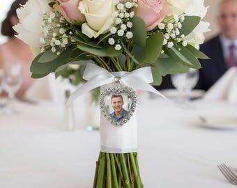 Diamante Photo Bouquet Charm: Handmade Wedding Memory Gift