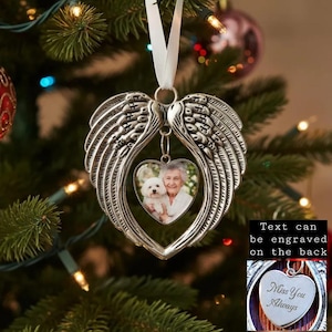 Angel Wings Photo Christmas Ornament – Custom Memorial Keepsake