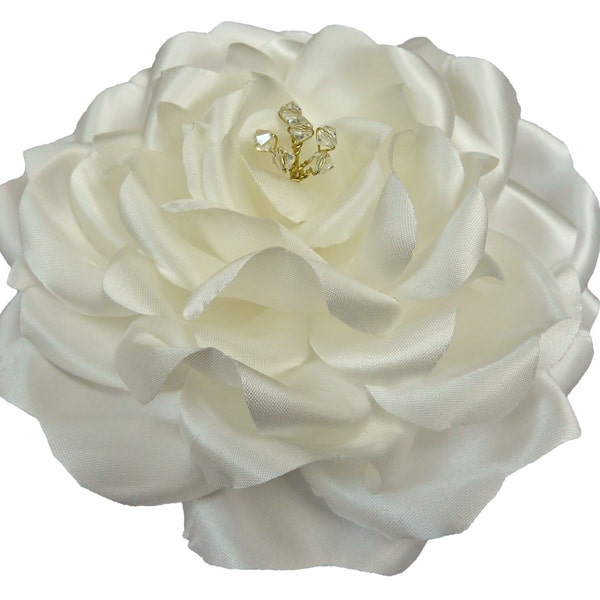 Ivory Rose Corsage with Swarovski Crystals; Bridal Hair Flower Clip; Wedding Corsage Brooch; Bridesmaids Headpiece IVORY VERANTINA'S FLOWERS