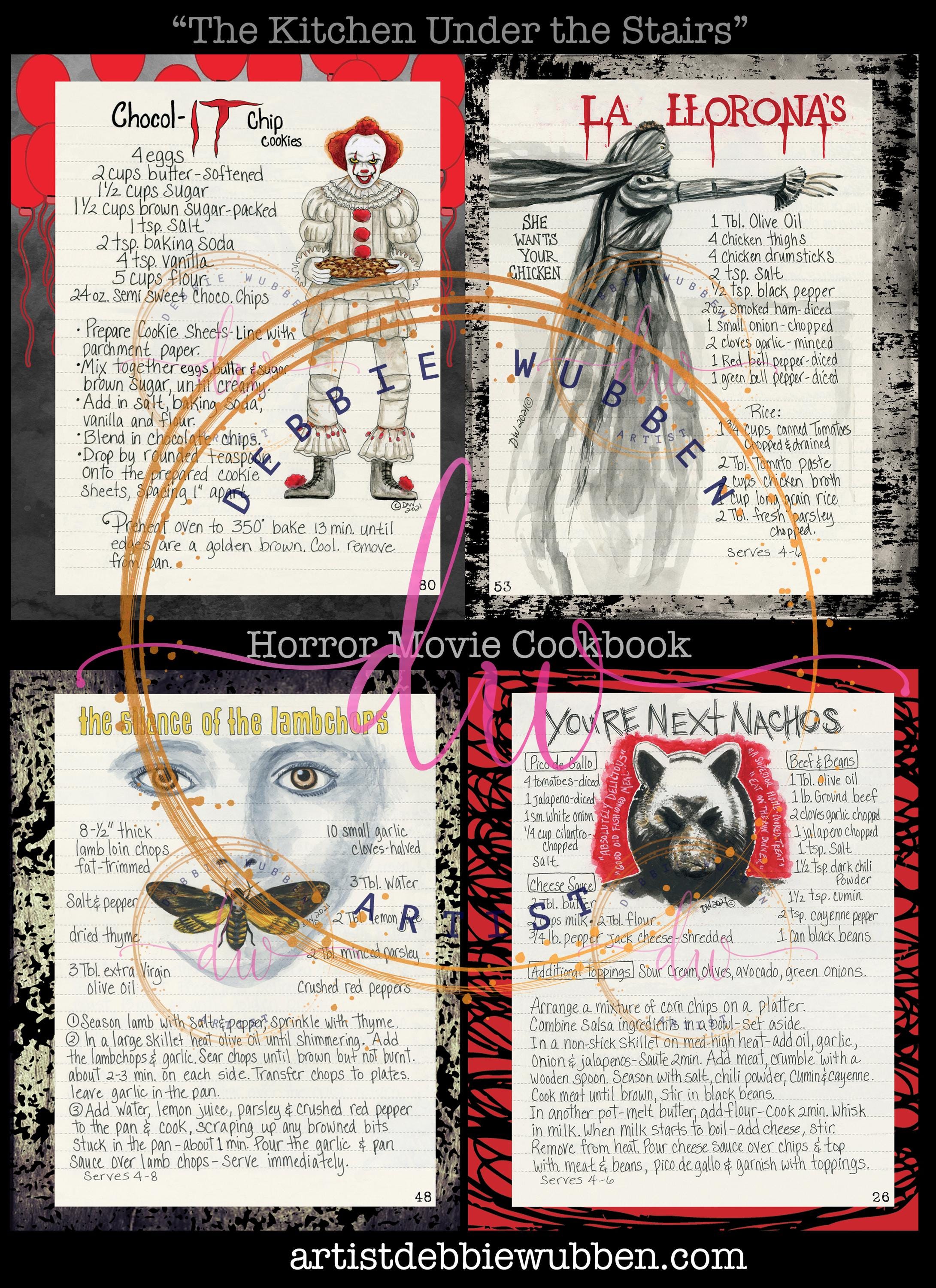 Horror Movie Cookbook, Free bookmark, The Kitchen Under the Stairs, cult classic horror, scary movie, easy recipes