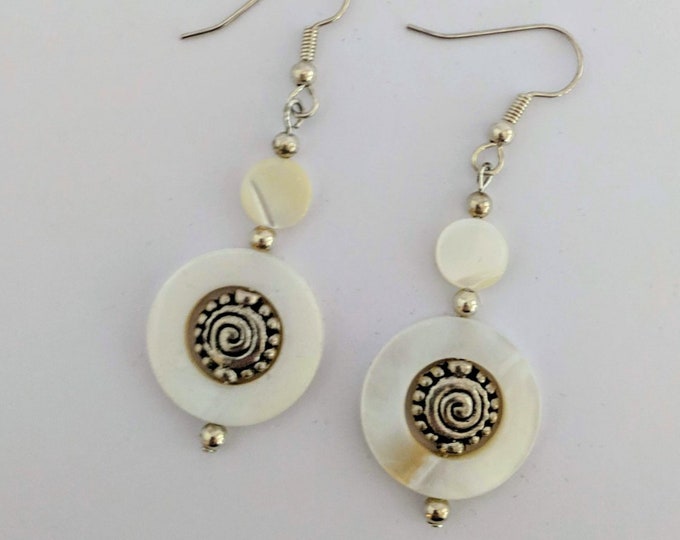 Mother of Pearl Celtic Spiral Earrings