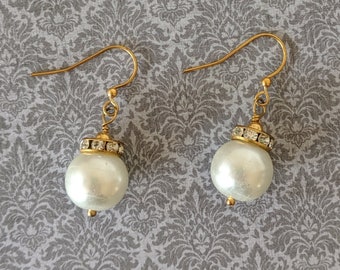 Elizabethan Pearl and Crystal Dangles #2 - Renaissance Earrings