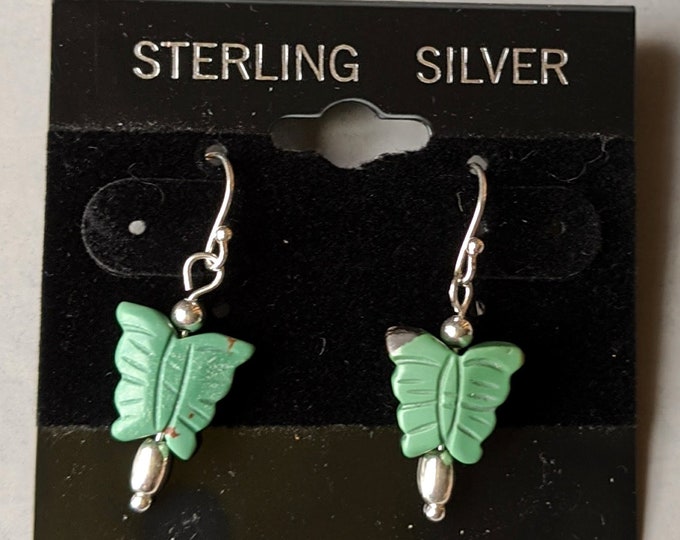 Sterling Silver Natural Turquoise Butterfly Earrings - Freedom Symbol