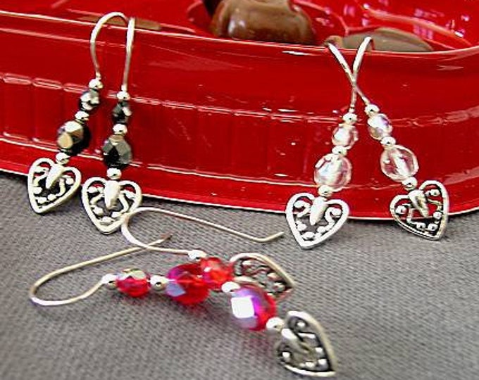 Metal Hearts - Mother's Day Crystal Earrings - Valentine - Birthday