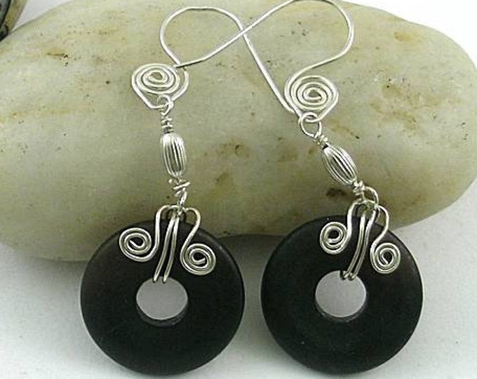 Agate Donut Earrings with Celtic Spirals and Spiral Earwires