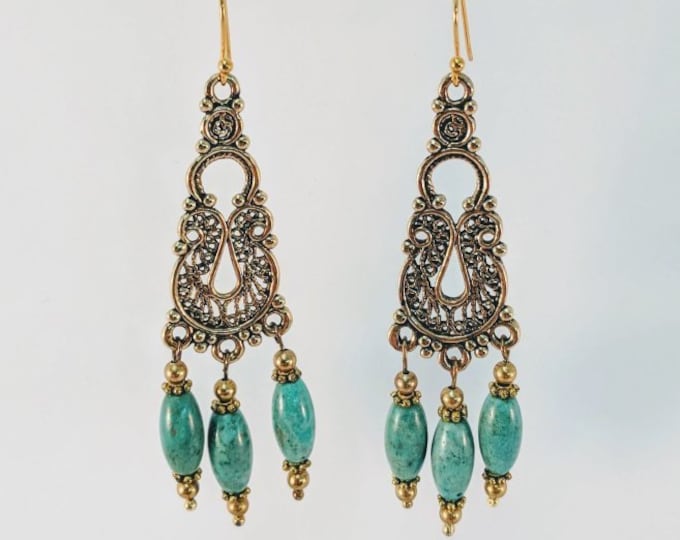 Queen Cleopatra Turquoise Dangle Earrings - Egyptian
