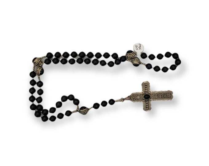 Sterling Silver and Black Onyx - Renaissance Rosary with Cross 16th c.