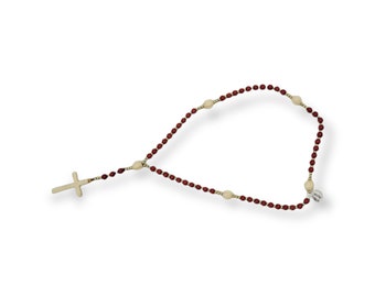 Red Wooden and Carved Bone Rosary with an Ivory Cross - Renaissance
