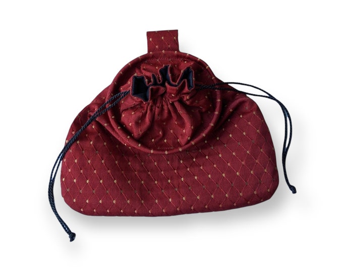 In Stock! Cinnabar Sussex with Black Lining Drawstring Belt Pouch - Game Bag Renaissance