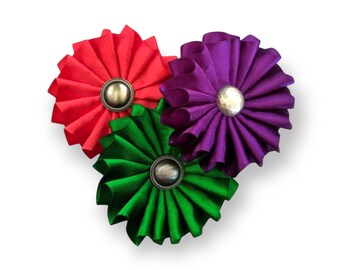 Heraldic Cockade - SCA Heraldry - Metal and Color Rosette - Multiple Colors