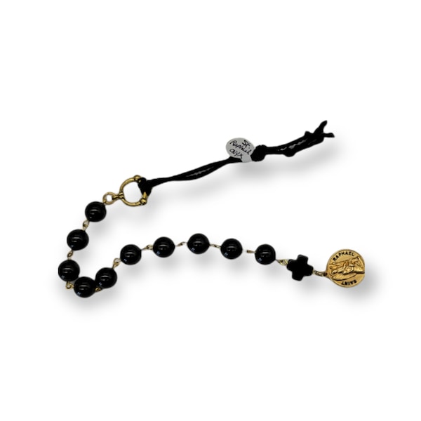 St. Raphael Metal Onyx Tenner Chaplet - Paternoster - Catholic Zhener