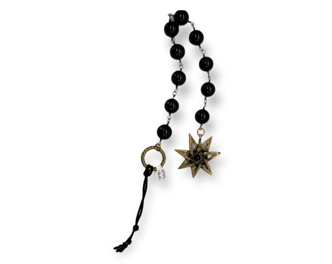 Black Onyx Paternoster - Wire-wrapped Cleves 7-Pointed Star