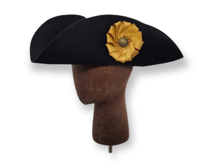 Captain's Tricorn - Colonial Military Cockade Hat - Officer's Tricorne