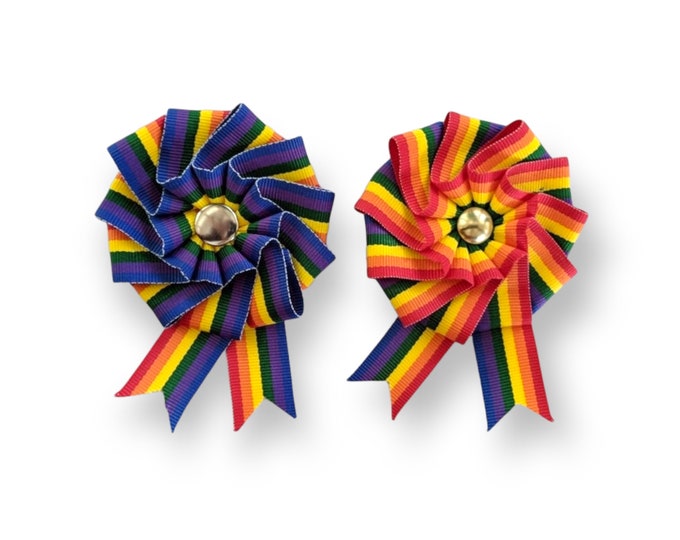 Small Folded Rainbow Cockade for Hats or Clothing - LGBTQ Pride Ribbon