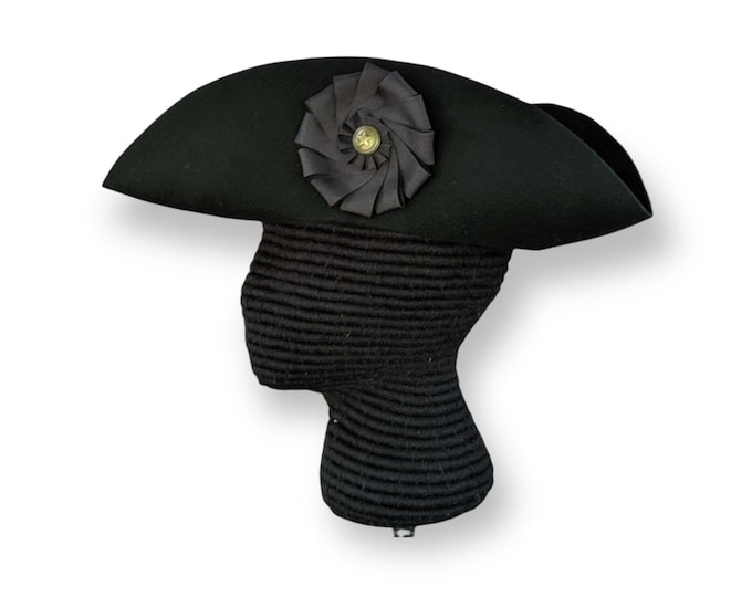 Black Cockade Laced Tricorn - Cocked Hat - Colonial Tricorne - British Cockade