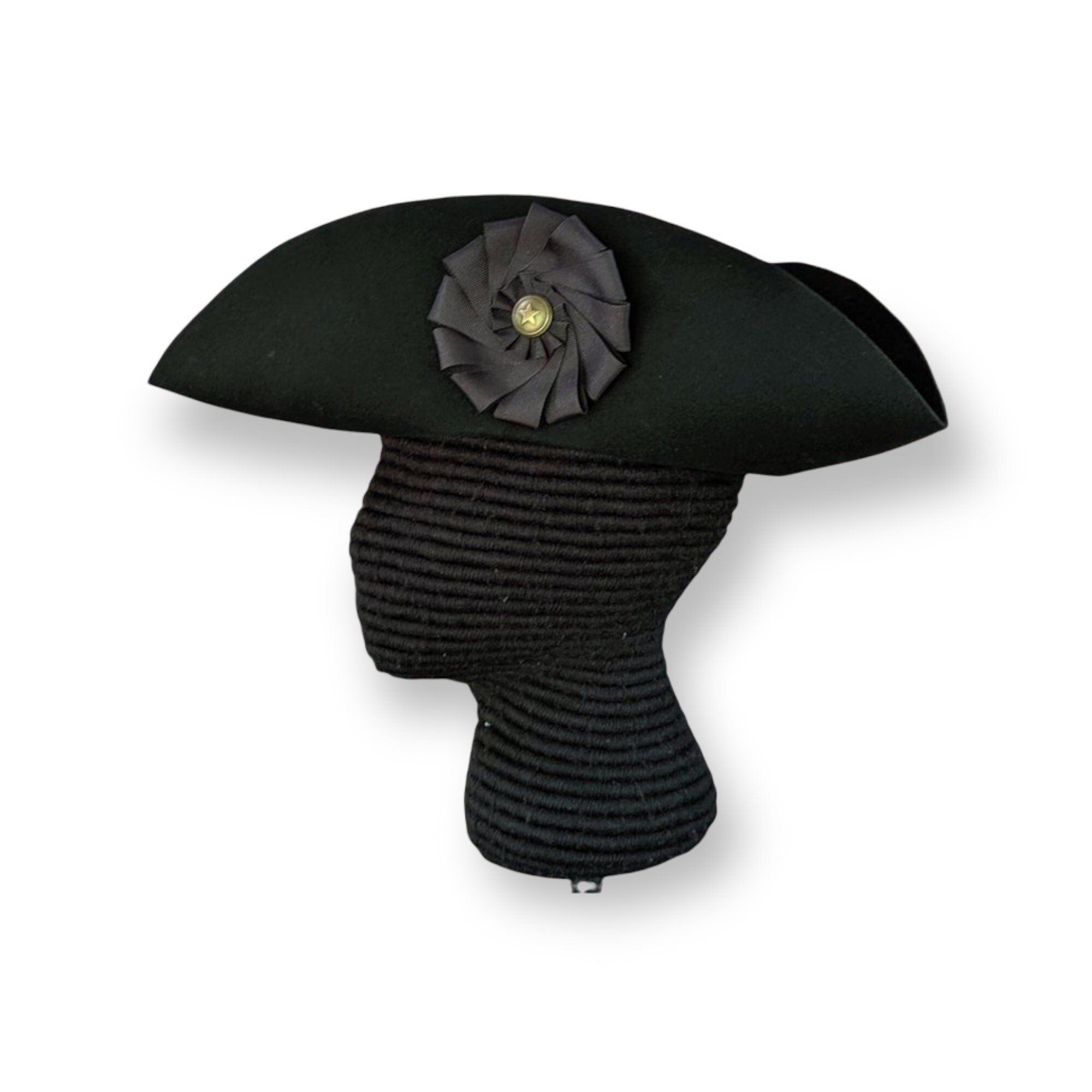 Black Cockade Laced Tricorn Cocked Hat 