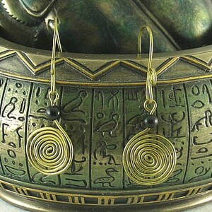 Sacred Spiral Earrings Obsidian Bead Celtic Egyptian Byzantine image 8