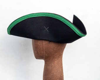 Green Trimmed Tricorn - Colonial Subaltern's Felt Hat - Irish 18th c.