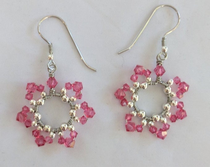 October Birthday Earrings - Pink Heart Chakra Swarovski Crystals