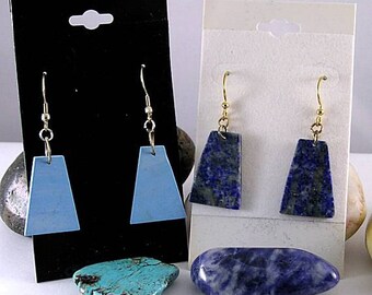 Lapis Lazuli or Turquoise Earrings - Aztec Mayan Native American