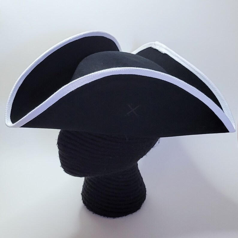 Edge Trimmed Tricorn Carolean Felt Hat Colonial Tricorne