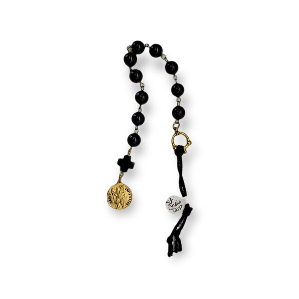 St. Christopher Metal Onyx Tenner Chaplet - Paternoster - Catholic Zhener