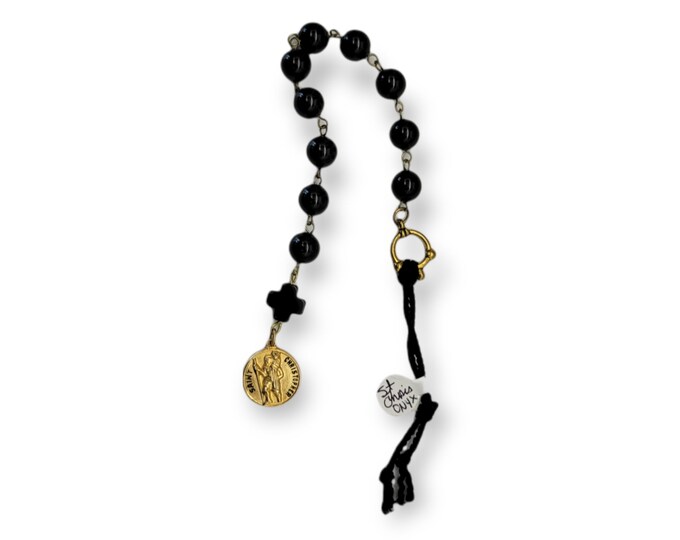 St. Christopher Metal Onyx Tenner Chaplet - Paternoster - Catholic Zhener