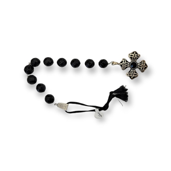 Black Onyx Chaplet Paternoster Rosary with Bottony Cross