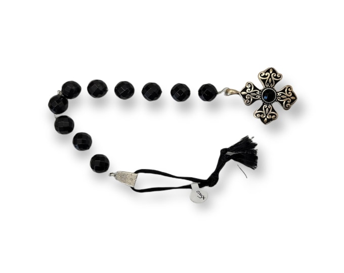Black Onyx Chaplet Paternoster Rosary with Bottony Cross