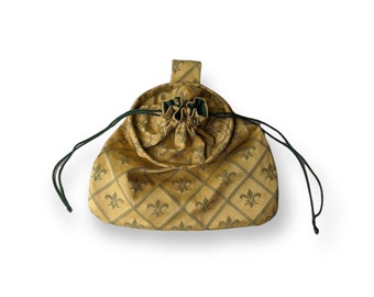 Fleur de Lis Drawstring Ring Belt Pouch - Game Hoop Bag Renaissance
