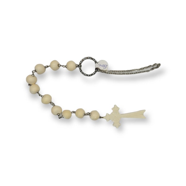 Bone Gothic Cross with Paternosters - Tenner Prayer Beads - Rosary