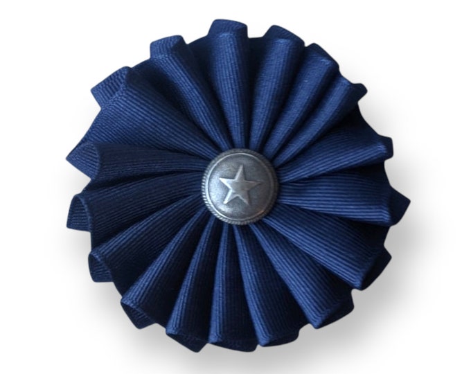 Small Folded Blue Protestor's Cockade for Hats or Clothing